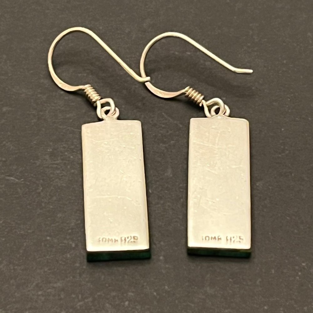 Rectangular Malachite And Sterling Silver Drop Ea… - image 4